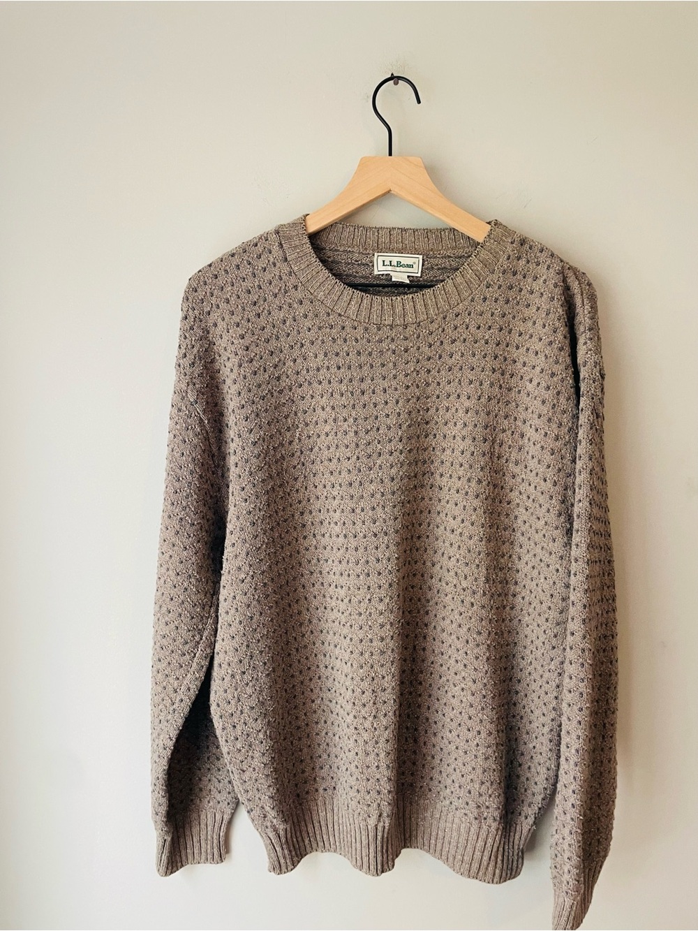 L.L. Bean Vintage Men’s Taupe Textured Knit Sweater